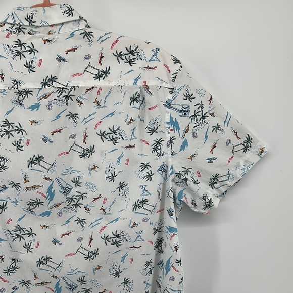 Original Penguin White&Blue Surfer&Beach Design Casual Button Down Shirt Sz Lg - Picture 9 of 11